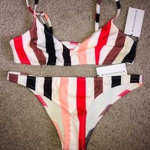 NWT solid & striped bikini